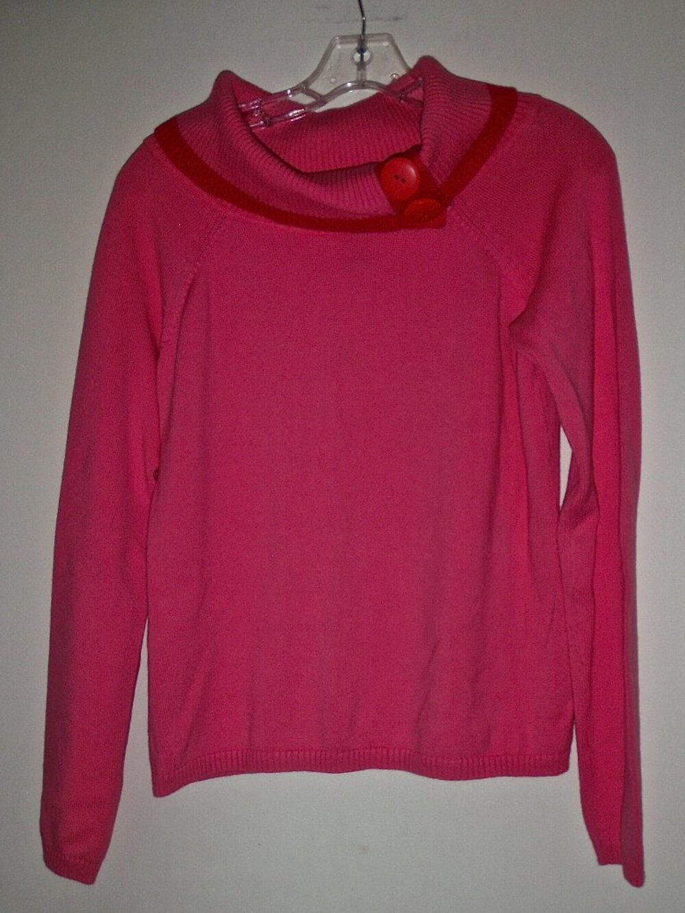 RAFAELLA WOMEN'S PINK LONG SLEEVED TURTLENECK SWEATER 100% COTTON SIZE L